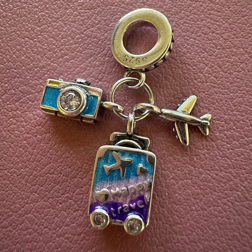 NWOT Happy Travel Pandora FIT Dangle Silver Charm - Picture 5 of 10